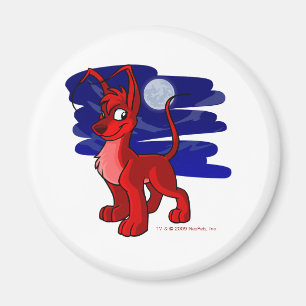 Aimant Gelert rouge fier par clair de lune