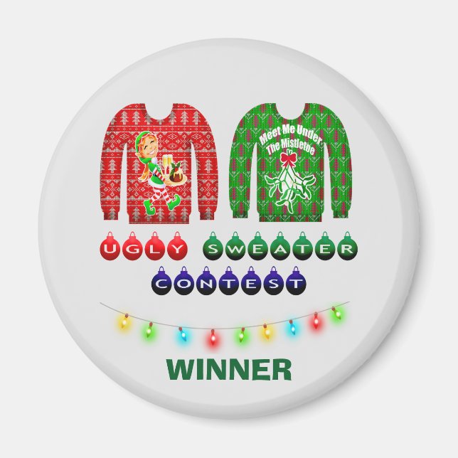 Aimant Génial gagnant du concours de pull de Noël Custom (Devant)