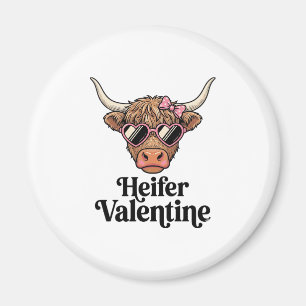 Aimant Génisse Valentine Highland Cow Design Vintage_1