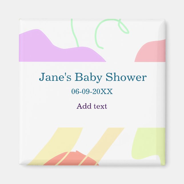 Aimant Genre neutre formes abstraites nom du baby shower (Devant)