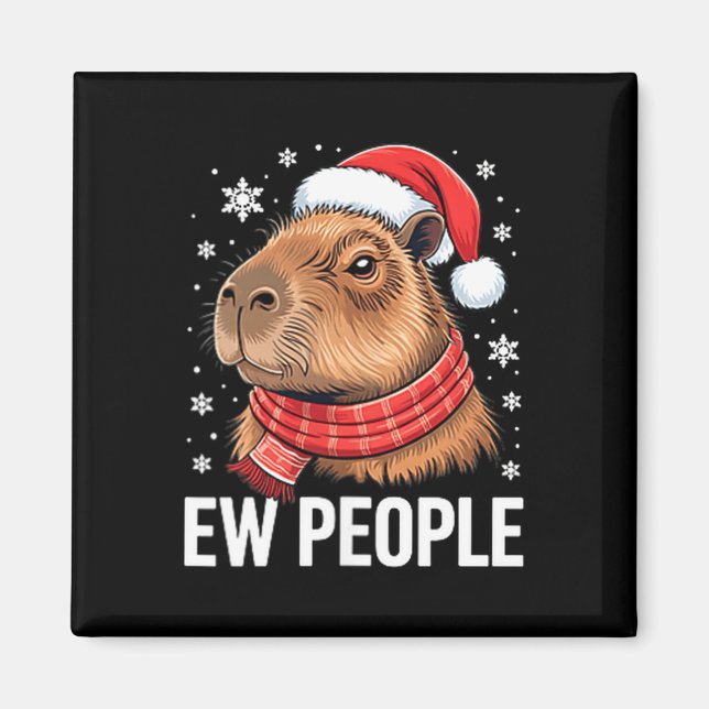 Aimant Gens dégoûtants Capybara Noël Drôle Introverti Fêt (Devant)