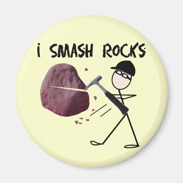 Aimant Géologue Stickman "I Smash Rocks" (Devant)