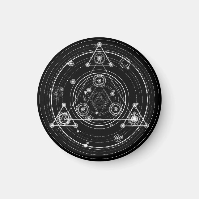Aimant Géométrie sacrée de style occulte foncé (Devant)