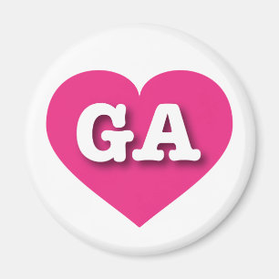 Aimant Georgia Hot Pink Heart - J'aime GA