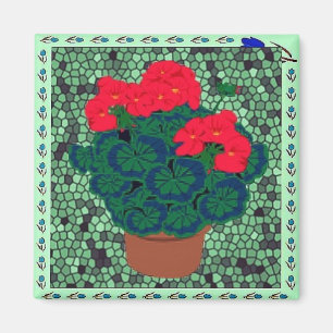 Aimant Geraniums en mosaïque