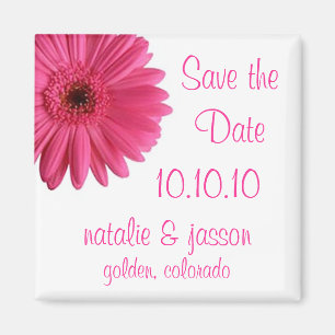 Aimant Gerbera rose Enregistrer la date