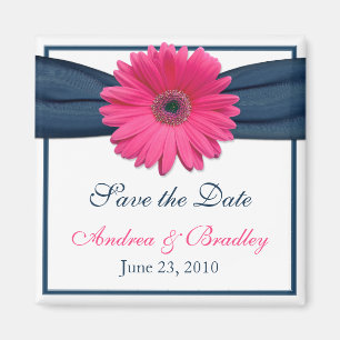 Aimant Gérbera rose Mariage Monogramme Daisy