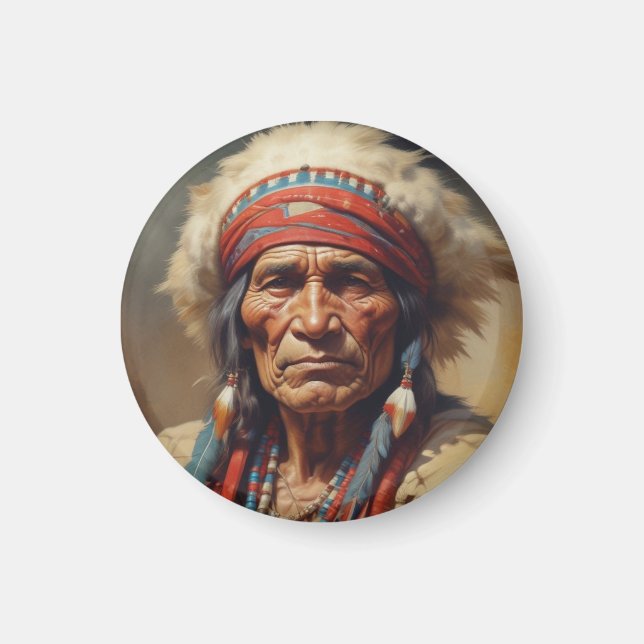 Aimant Geronimo Portrait du chef guerrier indien (Devant)