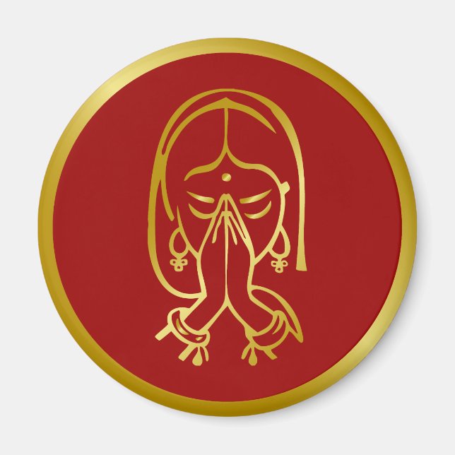Aimant Gesture de bienvenue indienne - Namaskar (Devant)