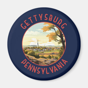 Aimant Gettysburg Pennsylvanie Retro Cercle en détresse