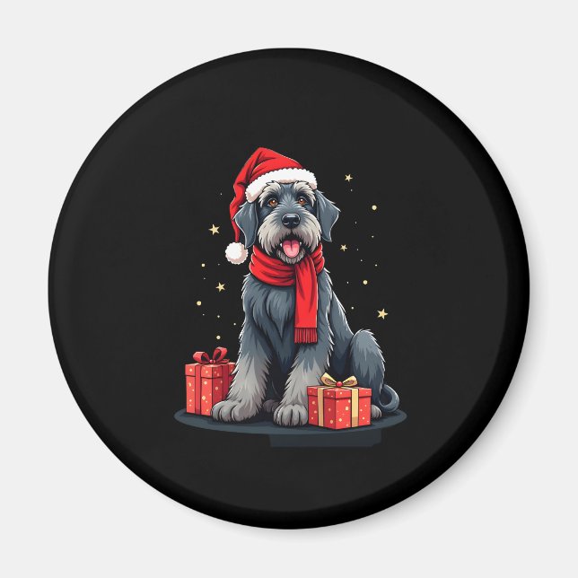 Aimant Giant Schnauzer Chien Fêtes de Noël Vacances Sant (Devant)
