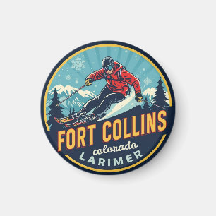 Aimant gif de ski montagne vintage fort collins colorado
