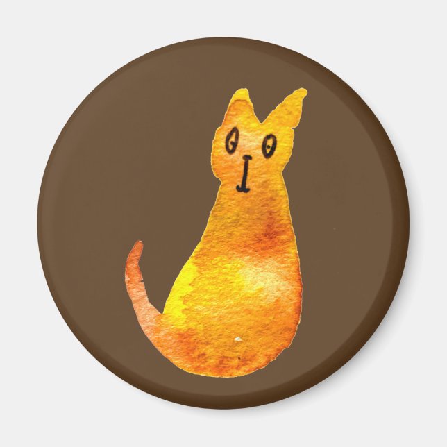Aimant Ginger cat mignon aquarelle illustration art (Devant)