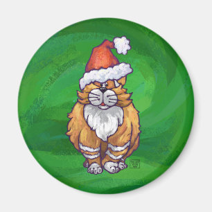 Aimant Ginger Chat Noël Sur Vert