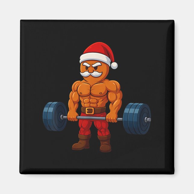 Aimant Gingerbread Weightlifting Fitness Gym Workout Chri (Devant)