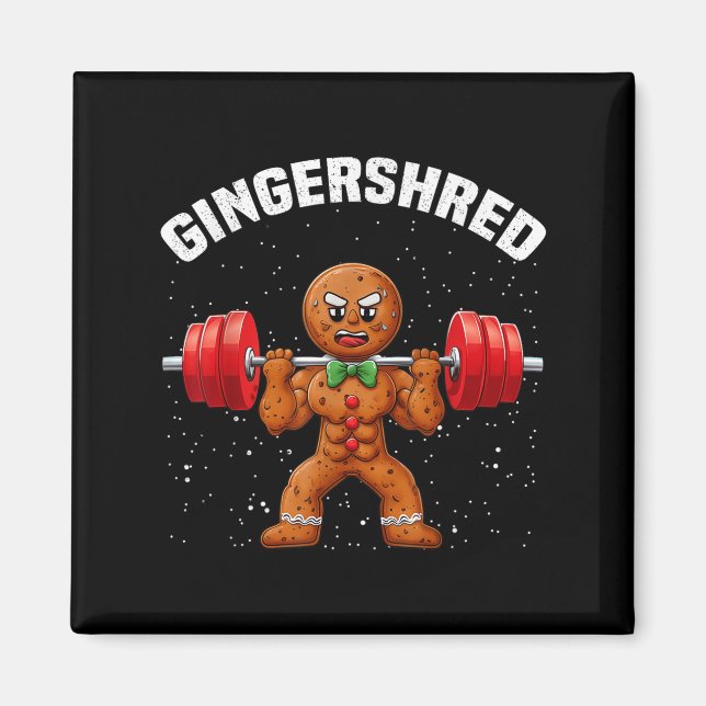 Aimant Gingersher Funny Gingerbread Homme Gym Bodybuildin (Devant)