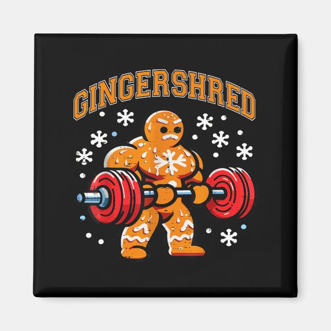 Aimant Gingershred Funny Gingerbread Man Gym Bodybuilding (Devant)