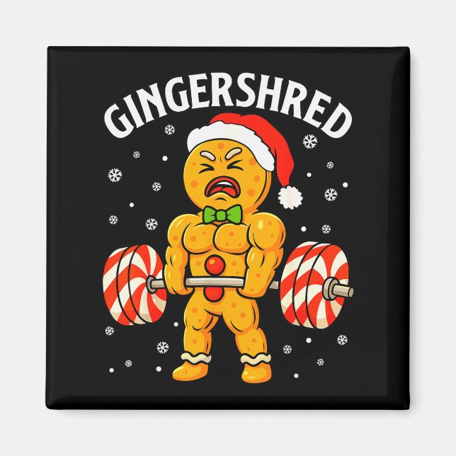 Aimant Gingershred Funny Gingerbread Man Gym Bodybuilding (Devant)
