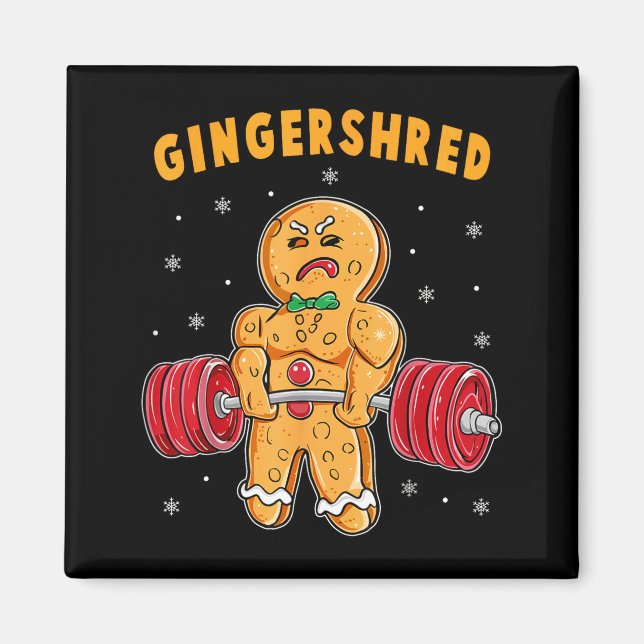 Aimant Gingershred Funny Gingerbread Man Gym Bodybuilding (Devant)