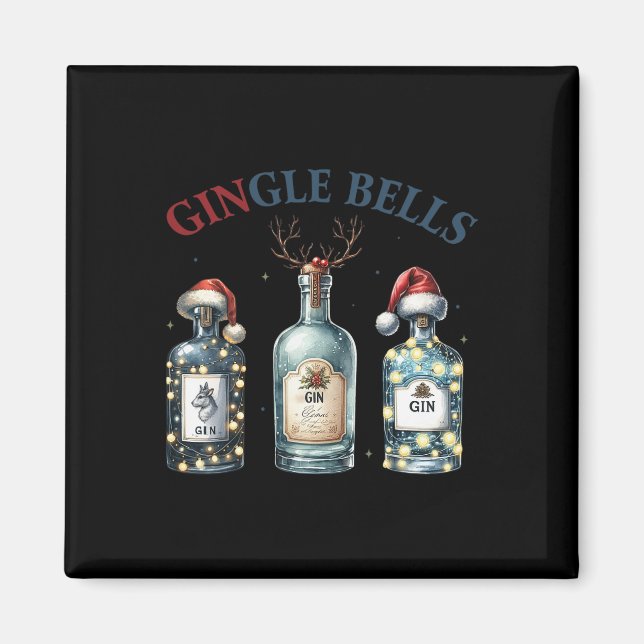 Aimant Gingle Bells Funny Gin Gin Bells Christmas Tree Me (Devant)