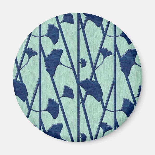 Aimant ginkgo bleu (Devant)
