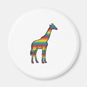 Aimant Girafe Arc-en-Ciel Gravure Vintage Vector Design_1