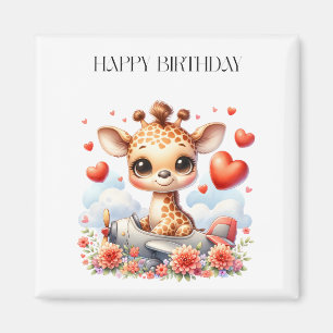 Aimant Girafe Avion Anniversaire