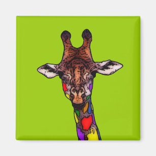 Aimant Girafe d'arc-en-ciel