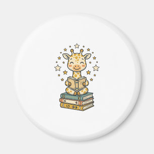 Aimant Girafe de lecture mignonne chemise vintage d'amant
