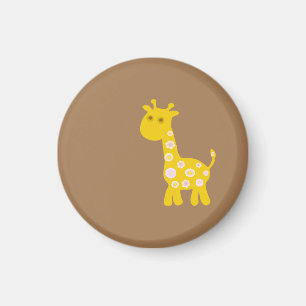 Aimant Girafe rétro et drôle de fleurs motifs pastel