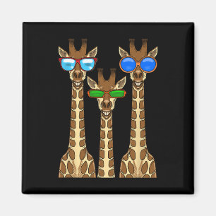 Aimant Girafes souriantes portant des Sungles Amusants An