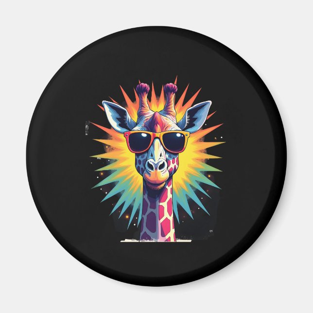 Aimant Giraffe Vintage Sunglasses Funny African Animal Lo (Devant)
