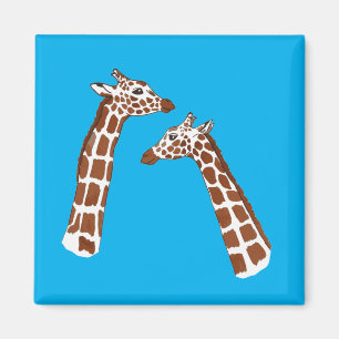 Aimant Giraffes mignonnes sur Arrière - plan bleu