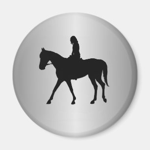 Aimant Girl on Horse Silver