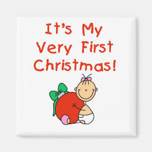 Aimant Girl Very First Christmas Tshirts et cadeaux
