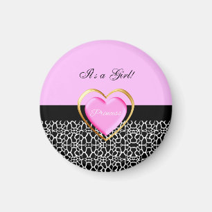 Aimant Girls Rose Black Princess Giraffe Imprimer et nom