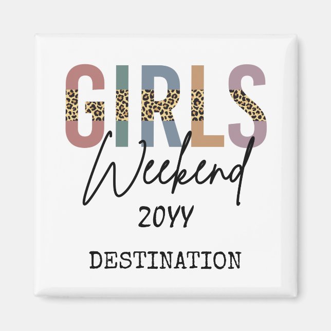 Aimant Girls Weekend Cheetah Print Girls trip getaway (Devant)
