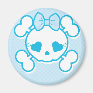 Aimant Girly bleu de crâne