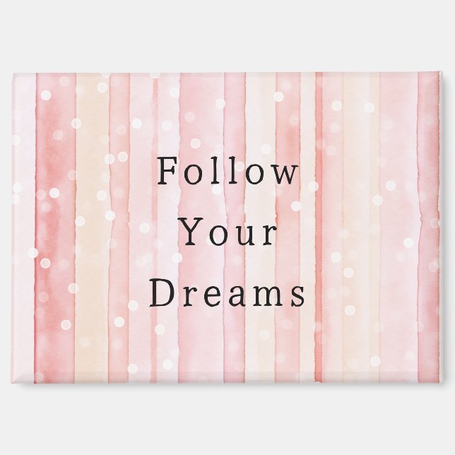 Aimant Girly Blush Pink Stripes White Dots Dreams (Recto)