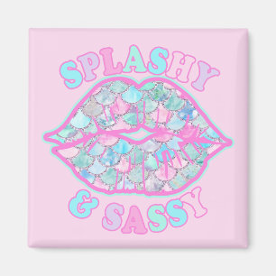 Aimant Girly Splashy & Sassy Rose Turquoise Mermaid Kiss