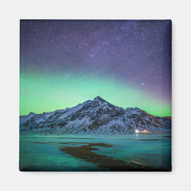Aimant Glace et neige | Aurora Borealis Voie Lactée Islan (Devant)