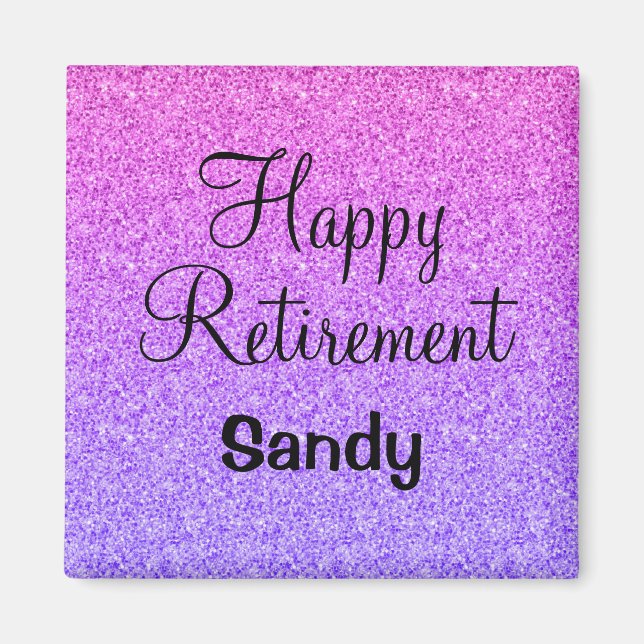 Aimant Glam Happy Retirement Ombre Purple Parties scintil (Devant)