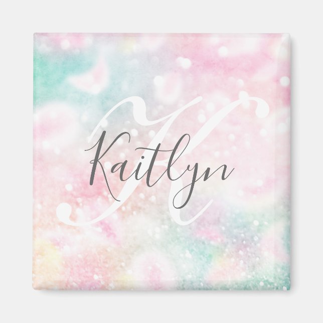 Aimant Glam Parties scintillant rose Pastel Motif fille (Devant)
