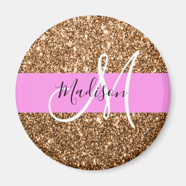 Aimant Glam Pink & Copper Parties scintillant étincelles  (Devant)