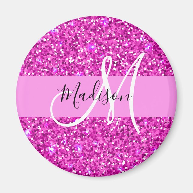 Aimant Glam Pink & Magenta Parties scintillant Étincelle  (Devant)