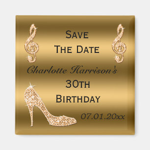 Aimant Glamour 30e Enregistrer la date Gold Stiletto