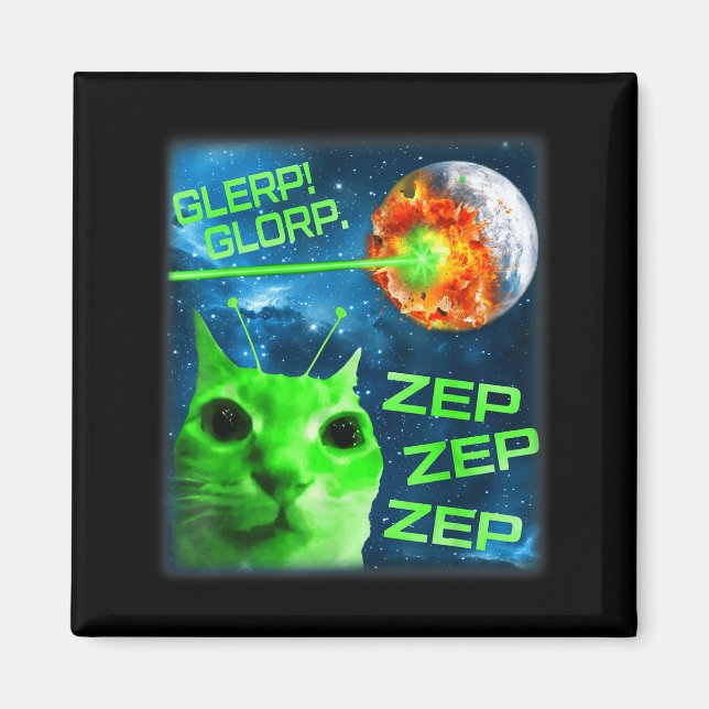 Aimant Glerp Glorp Funny Alien Cat Brainrot Meme  (Devant)