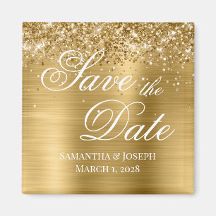 Aimant Glittery Gold Foil Enregistrer la date