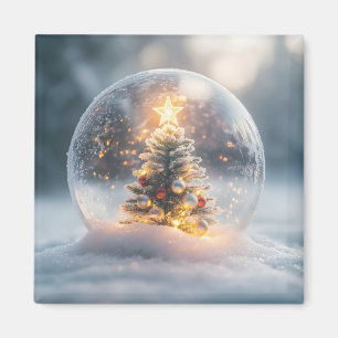 Aimant Globe de neige magique de Noël avec arbre à souffl