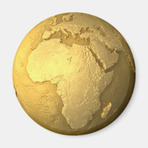 Aimant Globe d'or - Metal la terre, Afrique, 3d rendent